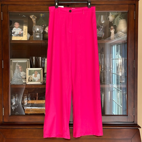 NWT Bershka Wide Leg Hot Pink Trouser Pants EU40 US8 - Picture 9 of 10